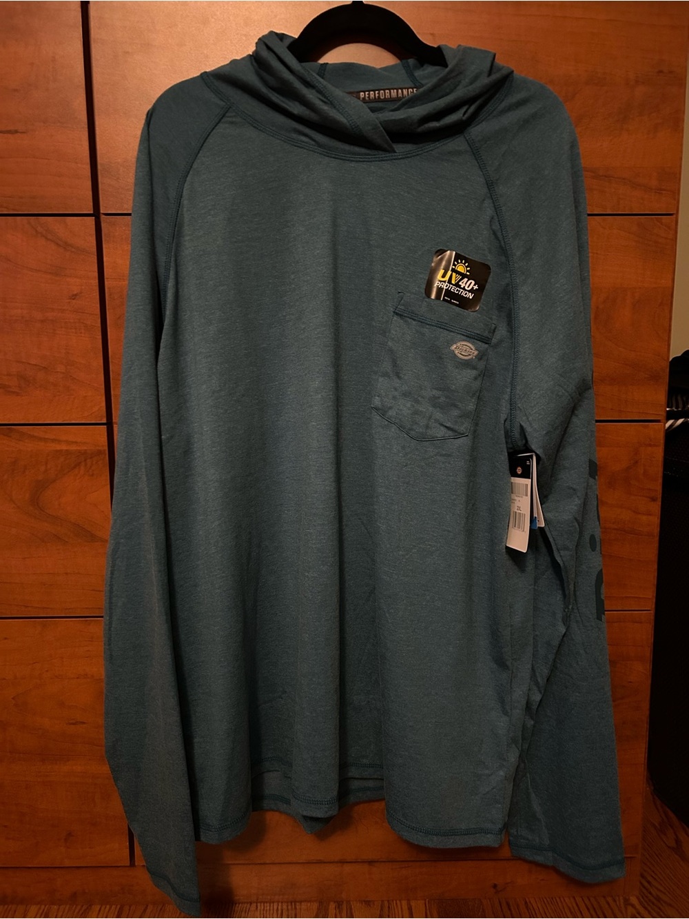 Dickies Men's Teal Long-Sleeve Performance Hooded Shirt 2XL